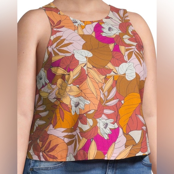 Cotton/Linen Floral Print Top - Picture 4 of 10